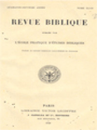 Image of Revue Biblique Publiée Par L'école Pratique D'études Bibliques XLVII