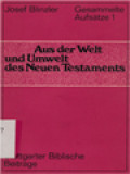 Aus Der Welt Und Umwelt Des Neuen Testaments: Gesammelte Aufsätze 1