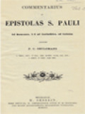 Commentarius In Epistolas S. Pauli: Ad Romanos, 1-2 Ad Corinthios, Ad Galatas