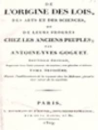Image of De L'origine Des Loix, Des Arts, Et Des Sciences, Et De Leurs Progrès Chez Les Anciens Peuples III