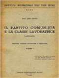 Il Partito Comunista E La Classe Lavoratrice (Appunti) I