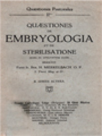 Image of Quaestiones De Embryologia Et De Sterilisatione, Quas In Utilitatem Cleri