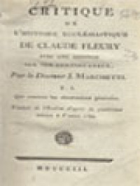 Critique De L'histoire Ecclésiastique De Claude Fleury