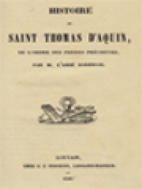 Histoire De Saint Thomas D'Aquin, l'ordre Des Frères Prêcheurs