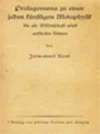 Image of Prolegomena Zu Einer Jeden Künftigen Metaphysik Die Als Wissenschaft Wird Auftreten Können