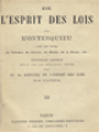 Image of De l'Esprit Des Lois: De La Défense De l'Esprit Des Louis