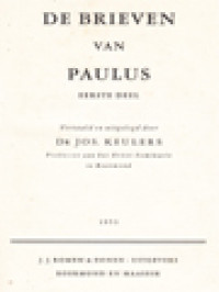 De Brieven Van Paulus, Eerste Deel