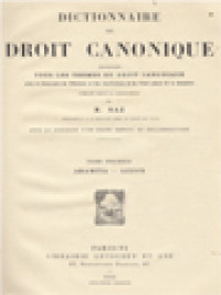 Dictionnaire De Droit Canonique I: Abamita - Azzon