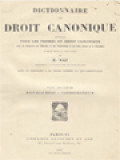 Dictionnaire De Droit Canonique II: Baccalauréat - Cathedraticum