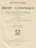 Dictionnaire De Droit Canonique III: Cause - Condis