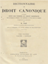Image of Dictionnaire De Droit Canonique III: Cause - Condis