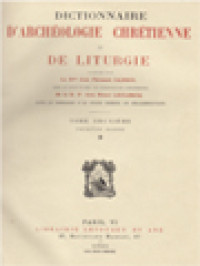 Image of Dictionnaire D'archéologie Chrétienne Et De Liturgie II.1: B