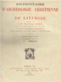 Dictionnaire D'archéologie Chrétienne Et De Liturgie I.1: A - Amende