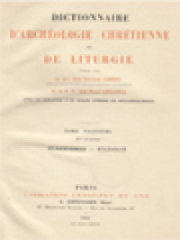Image of Dictionnaire D'archéologie Chrétienne Et De Liturgie III.2: Ciacconio - Cyzique