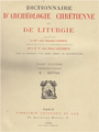 Dictionnaire D'archéologie Chrétienne Et De Liturgie VI.1: G - Gotha