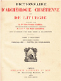 Dictionnaire D'archeologie Chretienne Et De Liturgie V.2: Fiançailles - Fustel De Coulanges