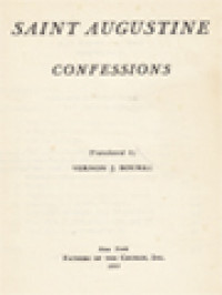 The Fathers Of The Church 21: Saint Augustine: Confessions