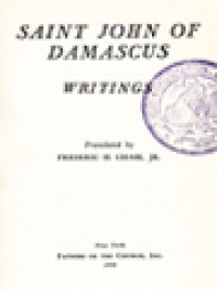 Image of The Fathers Of The Church 37: Saint John Of Damascus Writings