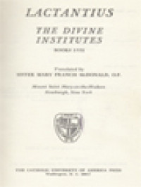 Image of The Fathers Of The Church 49: Lactantius: The Divine Institutes Books I-VII