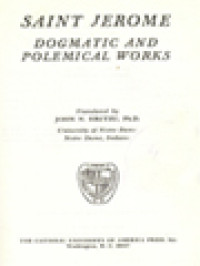 Image of The Fathers Of The Church 53: Saint Jerome: Dogmatic And Polemical Works