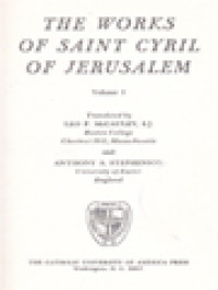 The Fathers Of The Church 61: The Works Of Saint Cyril Of Jerusalem Volume 1