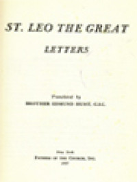 The Fathers Of The Church 34: St. Leo The Great Letters