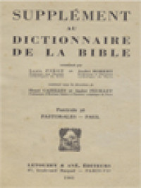 Image of Supplément Au Dictionnaire De La Bible, Fascicule 36 - 39: Pastorales - Paul; Paul - Péché; Péché - Pentateuque; Pentateuque - Pharisiens