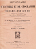 Dictionnaire D'Histoire Et De Géographie Ecclésiastiques VI: Baader - Bavière