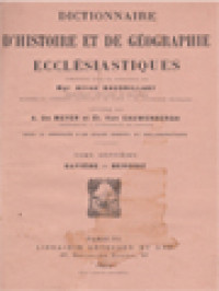 Dictionnaire D'Histoire Et De Géographie Ecclésiastiques VII: Bavière - Benoist