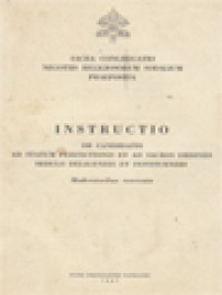 Instructio De Candidatis Ad Statum Perfectionis Et Ad Sacros Ordines Sedulo Deligendis Et Instituendis