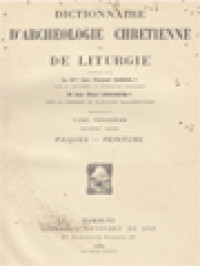 Dictionnaire D'archéologie Chrétienne Et De Liturgie XIII.2: Paques - Peinture