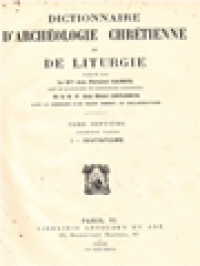 Image of Dictionnaire D'archéologie Chrétienne Et De Liturgie VII.1: I - Invitatoire