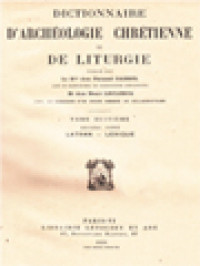 Image of Dictionnaire D'archéologie Chrétienne Et De Liturgie VIII.2: Latran - Lexique