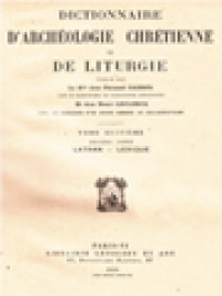 Dictionnaire D'archéologie Chrétienne Et De Liturgie VIII.2: Latran - Lexique