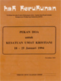 Pekan Doa Untuk Kesatuan Umat Kristiani 18-25 Januari 1994