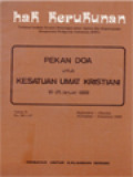 Pekan Doa Untuk Kesatuan Umat Kristiani 18-25 Januari 1989