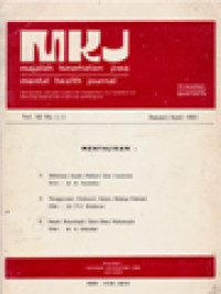 Majalah Kesehatan Jiwa (Beberapa Aspek Psikiatri Dari Insomnia, Penggunaan Clobazam Dalam Bidang Psikiatri, Aspek Neurologik Obat-Obat Psikotropik)