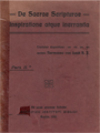 Image of De Sacrae Scripturae Inspiratione Atque Inerrantia: Tractatus Dogmaticus Pars II. B