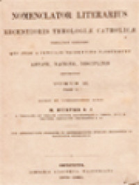 Nomenclator Literarius II.2: Theologiæ Catholicæ Ab Anno 1721-1763