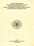 Pidato Promotor Pada Penganugerahan Gelar Doctor Honoris Causa Dari Universitas Gadjah Mada Kepada Saudara Drs. Jakob Oetama, 17 April 2003