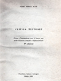 Image of Critica Testuale: Corso D'iniziazione Per Il Buon Uso Delle Edizioni Critiche E Diplomatiche