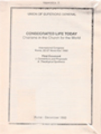Image of Consecrated Life Today: Charisms In The Church For The World (Final Document: I. Convictions And Proposals; II. Theological Synthesis) - International Congress, Rome, 22-27 November 1993