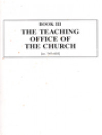 The Teaching Office Of The Church [cc. 747-833] Book III