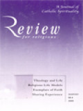 Review For Religius: Theology And Life Religious Life Models Exemplars Of Faith Sharing Experience (Marriage And Celibacy: Rivals Or Complements? 411-426)