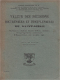 Image of Valeur Des Décisions Doctrinales Et Disciplinaires Du Saint-Siège: Syllabus, Index, Saint-Office, Galilée.