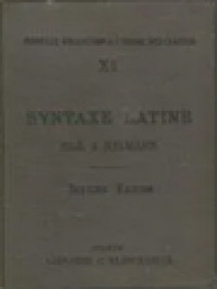 Syntaxe Latine D'apres Les Principes De La Grammaire Historique