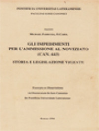 Image of Gli Impedimenti Per L'ammissione Al Noviziato (Can. 643) Storia E Legislazione Vigente