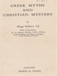 Greek Myths And Christian Mystery