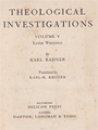 Theological Investigations, Volume V: Later Writings