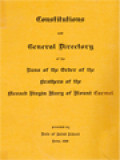 Constitutions And General Directory Of The Nuns Of The Order Of The Brothers Of The Blessed Virgin Mary Of Mount Carmel